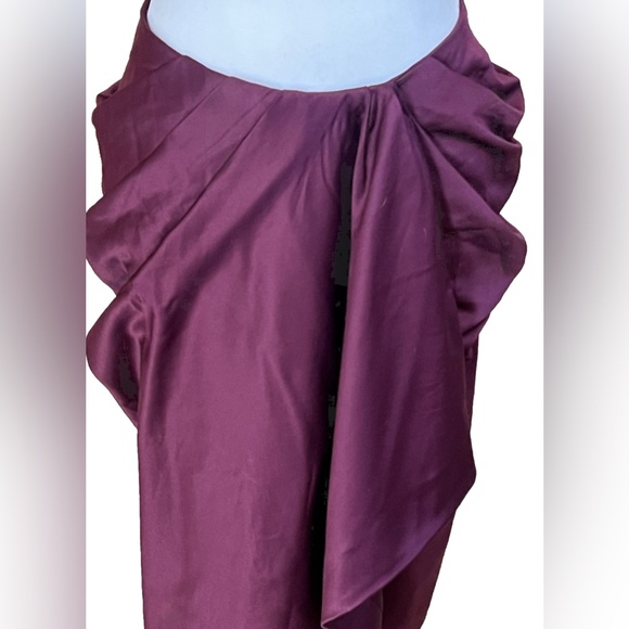 NWT PRETTYLITTLETHING PLT Plum Constructed Satin Draped Fancy Midi Skirt Size 8 - Picture 4 of 11